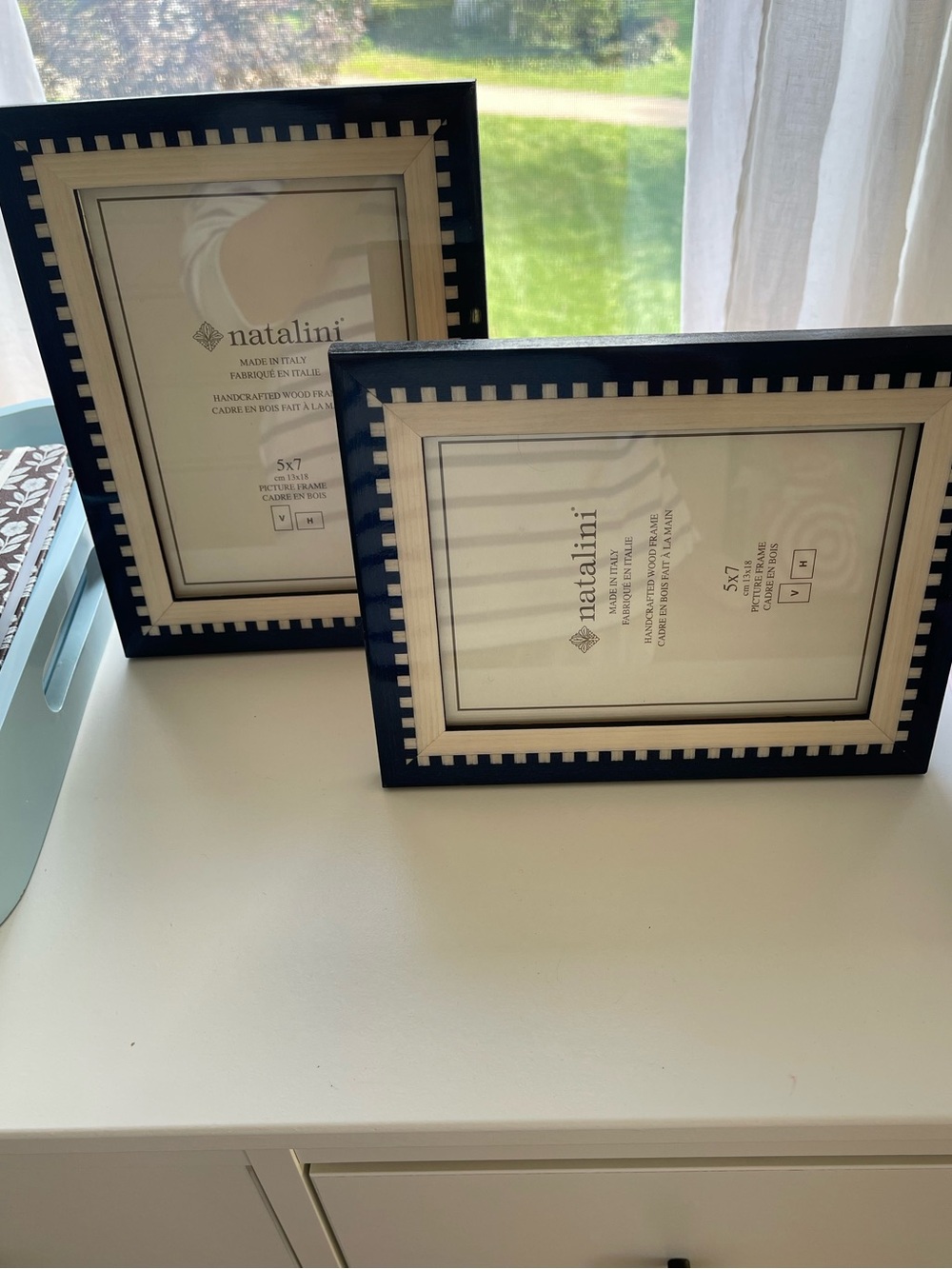 Natalini Navy and Cream Check Picture Frame - 5x7